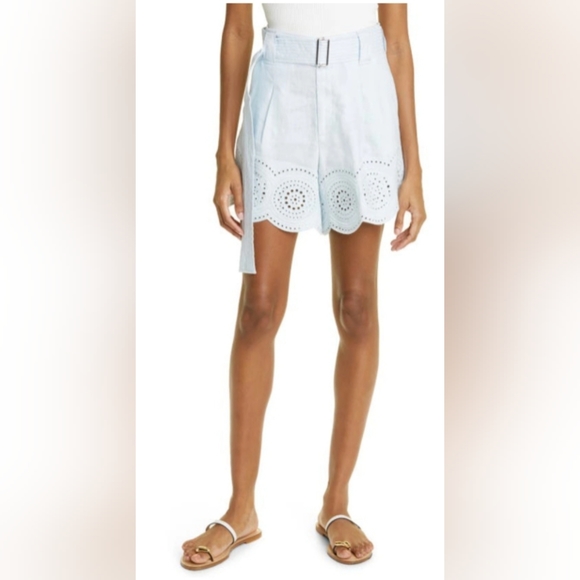 A.L.C.Milos belted broderie anglaise linen shorts - Picture 2 of 10